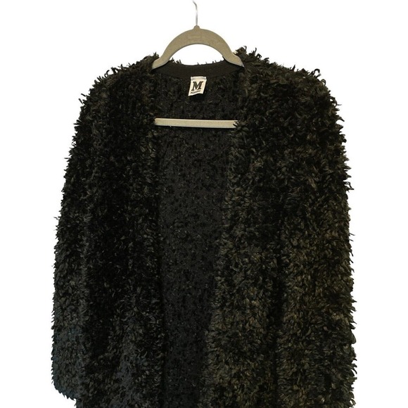 Missoni Teddy Coat, Coatigan BLACK Fuzzy Plush Open Front Cardigan Size 42/6 - Picture 7 of 7